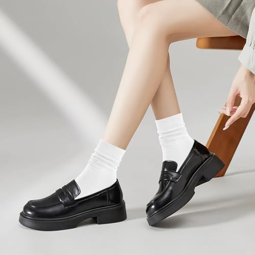 Image of MORECOO 6 Pairs Socks for Women, Cute Ruffle Frilly Ankle Socks, Cotton Lace Crew Socks for Mary Jane Shoes, 6 Pack