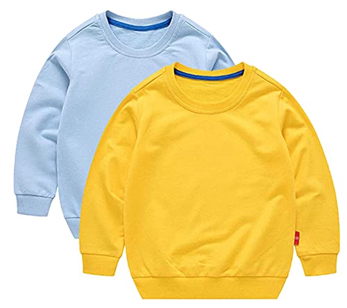 Image of HAXICO Unisex Kids Solid Cotton Thin Pullover Sweatshirt T-Shirt Toddler Baby Crewneck Long Sleeve Tshirts Tops Blouse