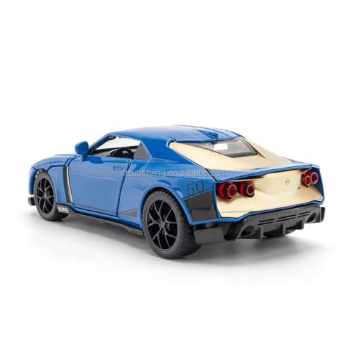 Image of Scale Exclusive Alloy Metal Pull Back | Die-cast Car Model with Sound Light Mini Auto Toy for Kids Metal Model Toy Car with Sound and Light (1.24 Scale -NIS-SAN GT-R50-BLUE)