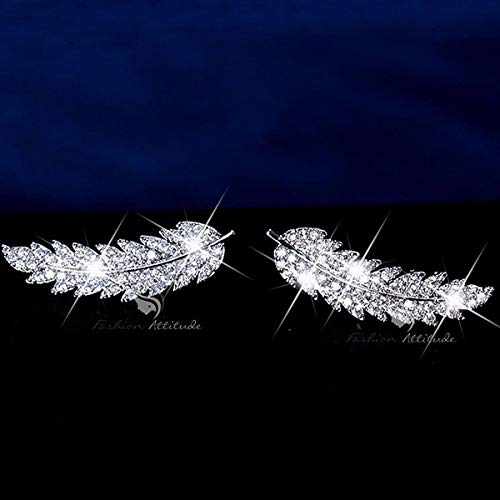 Pendientes trepadores de hojas y diamantes de imitación finos 3