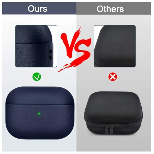 Image of YODI Case Cover for Airpods Pro|Pro 2|Airpods Pro 3|Airpods 4 Pouch, Silicone Cases with Cleaner Kit 360 Drop Protection,Shock-Resistant ((Leather-Blue), Airpods Pro 3 (2025))