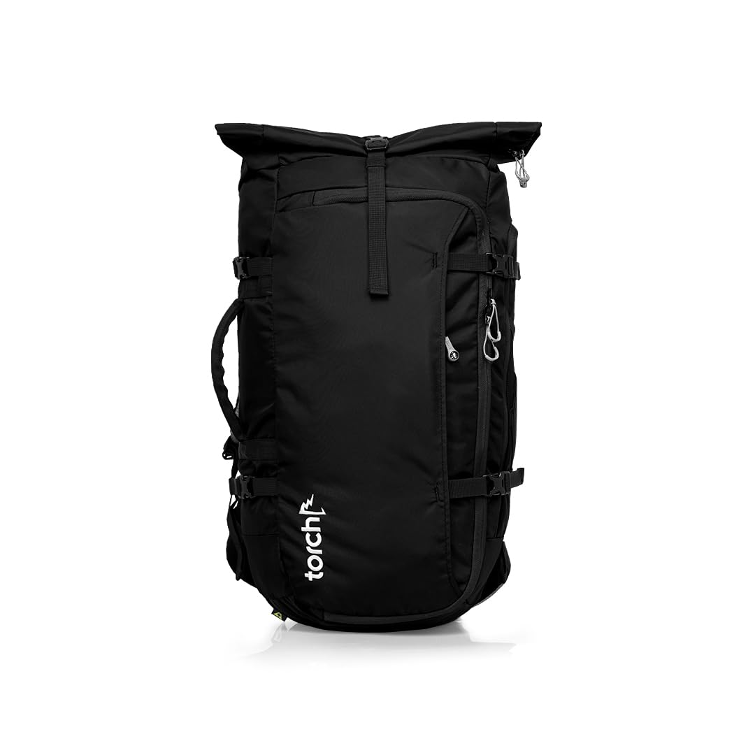 torch 45L Travel Backpack for Men - Extra Large Carry On Laptop Backpack Flight Approved with Rain Cover for Outdoor, Hiking, Camping - Fujisawa (Black)