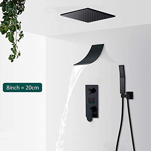 Système de douche encastré noir mat cascade luxe