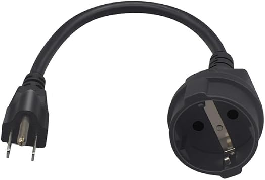 5-15P to Euro CEE7/7 Short Power Cord Plug,Toptekits US 3-Prong NEMA5-15P Standard Plug to CEE 7/7 Schuko European Female Socket Power Cord,EU US Plug Adapter, 16AWG,1ft/0.3m 5-15P to Schuko