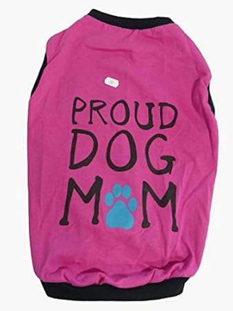 CHOOSTIX Summer Dog T-Shirt, Proud Dog Mom, Pink, 16