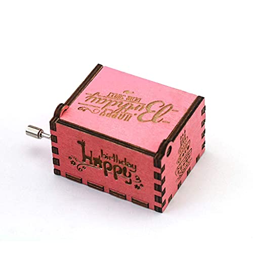 Image of Wooden Happy Birthday Music Box - Hand Crank Classic Antique Carved Wood Musical Boxes - Perfect Birthday Gift for Him /Her and Friends