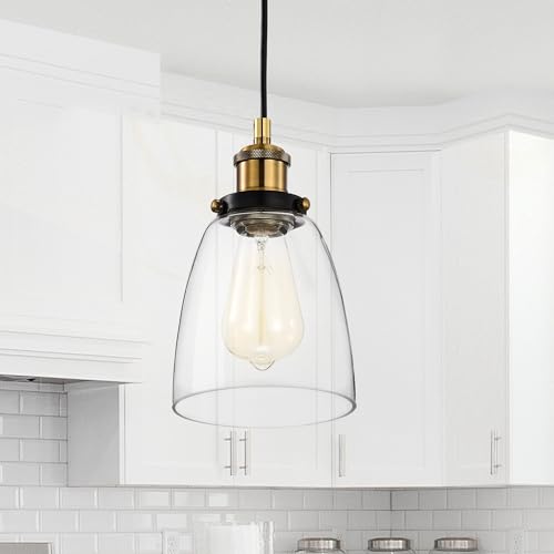 Edvivi Mateo Mini Pendant Light with Clear Glass Bell Shade,