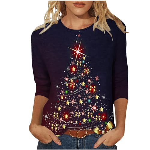 Anjikang AMAZON PRIME SHOPPING ONLINE Flash Deals Of The Day Christmas T Shirts Women Christmas Women White Long Sleeve Shirt Christmas Sweater Women Christmas Denim Vest Top cover