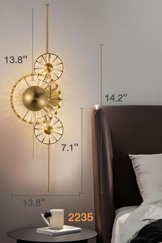 Image of blissbells Modern Luxury Gold Crystal Wall Light - Artistic LED Sconce for Bedroom, Living Room & Hallway (Crystal Disc Sconce)