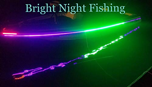 Bright Night 16 Foot UV & Green LED Strip, Black Fishing Light, Fluorescent, Florescent, Ultraviolet Boat bass Fishing,12v dc, Pontoon, Kayak,John Boat, Florescent line Glow