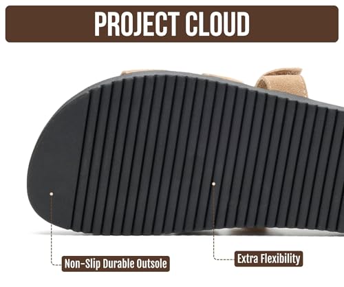 Image of Project Cloud 100% Genuine Leather Sandals for Women Footwear - Stylish Womens Sandals with Plush & Soft Insole - Non-Slip and Water-Resistant Beach Sandals Slides for Women (Mayvy)
