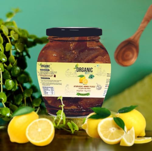 Image of Organic Anand Homemade Ayurvedic Lemon Pickle (40 Days Sun Dried) 350gram Nimbu ka Achaar, Flavourful, Delicious, Traditional Taste (Pack of 1)
