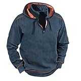 Sweatshirts für Herren UK Casual Herbst Winter Cord Hose V-Ausschnitt Pullover Langarm Arbeitskleidung Pullover Sport Freizeit Fleece Komfort Casual Pullover Sport Sweatshirt, 04#Blau, XXL