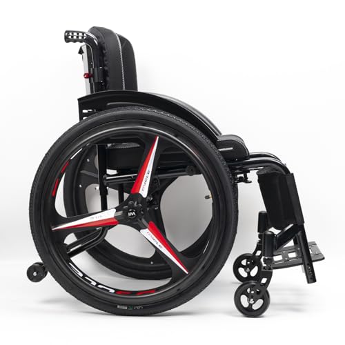 大人用軽便車椅子、足の調節が可能なスポーツレジャー車椅子、自走式アルミニウム合金携帯手動車椅子、24インチ後輪(Size:Seat width 42cm/16.5in,Color:B)