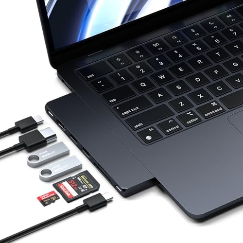 Satechi 7-in-1 USB-C Hub Pro Slim, Multiport Adapter, USB Dongle, Midnight