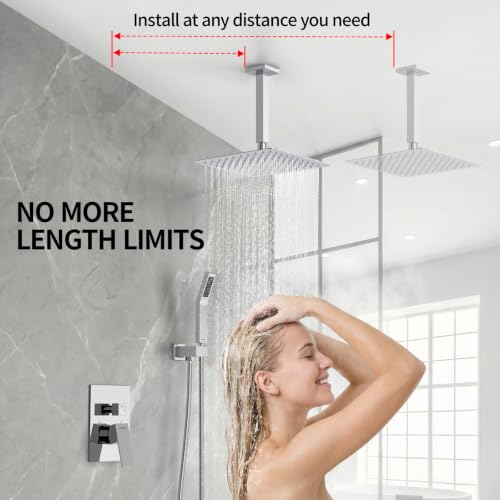 Image of SR SUN RISE 10 Inch Ceiling Mount Rain Shower System,Polished Chrome