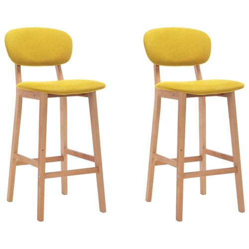 vidaXL Lot de 2 Tabourets de Bar, Chaise de Pub, Siège de Bistrot, Meuble de Salle à Manger Cuisine Salon Maison Intérieur, Jaune Moutarde Tissu
