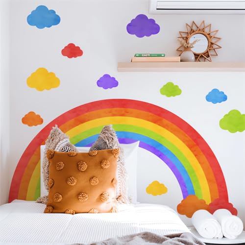 Sticker de pared arcoíris y nubes coloridas de vinilo miniatura 5