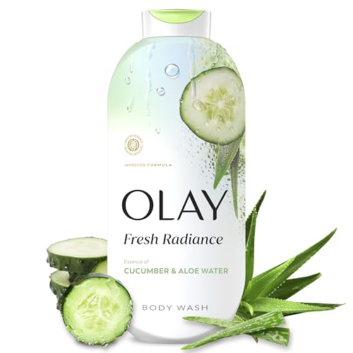 Olay Body Wash for Women Fresh Radiance 24/7 Skin-Loving Freshness Visibly Radiant Plant Based Cleansers Vitamin B3 & Antioxidant Blend For All Skin Types Cucumber & Aloe Water Scent 22 fl oz