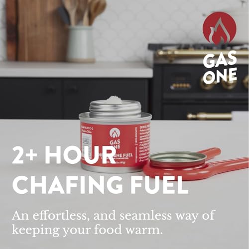 Image of GasOne 2+ Hour Chafing Fuel - Food Warmer for Chafing Dish Buffet Set - Liquid Safe Fuel with Wick & Lid Opener for Chafing Dish (Pack of 24)