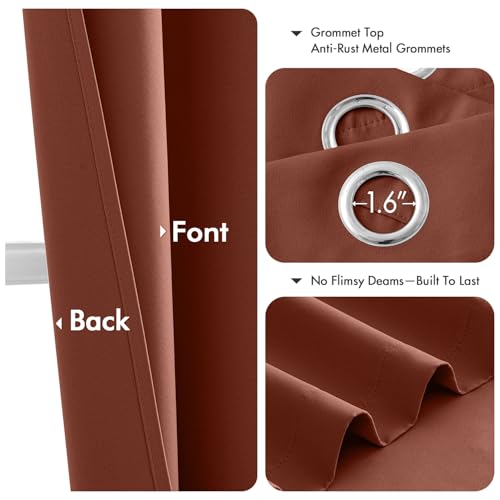 Image of MIULEE Blackout Curtains for Bedroom Living Room 2 Panels, Thermal Insulated Room Darkening Drapes Grommet Noise Reducing Light Blocking Window Treatments 45 Inches Long 40x45 Inch Terracotta