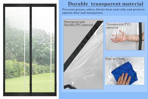 Image of Stylista Transparent Insulated Magnetic Door Curtain - Thermal, Insect & Dust Screen, Pest Control, Privacy Screen - Fits Doors up to 32 x 142 Inches. PVC Thickness 0.2 mm.