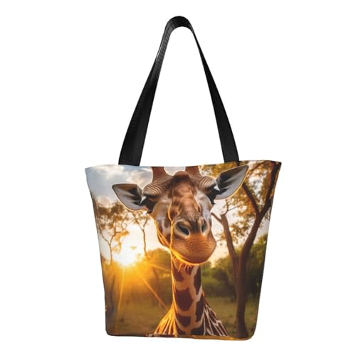 Cute giraffe Print Comfortable Shoulder Bag Summer HandbagTravel Beach Work Daily Use Versatile Carry