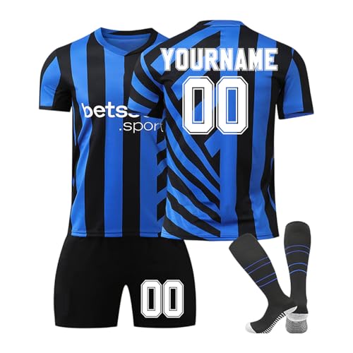 Milán Camisetas de Futbol Niño Hombres Personalizadas Nombre y Número Equipacion Fútbol Conjunto Deportivo Entrenamiento Shirt, Corto y Calcetines Ideal para Entrenamiento y Partidos