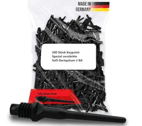 500 Dartspitzen Keypoint Spezial Verstärkte Spitzen Schwarz 2 BA Gewinde Tips