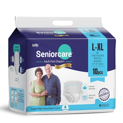 SeniorCare Adult Pull Up Diapers Pants L-XL (10 Count) | Unisex Incontinence Underwear for Men & Women | Quick Absorbent, Leak-Proof, Comfortable Fit | Waist 90-140 cm (35"-55")