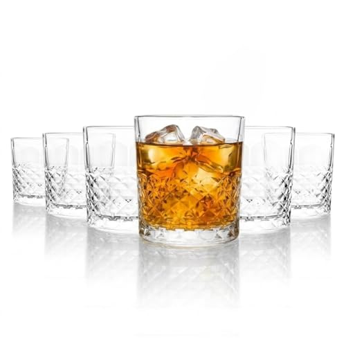 Image of CELLO Unity Whiskey Rocks Glass Set of 6 Pcs, 215 ml Transparent | Leadfree Freezer & Dishwasher Safe, Toughened Glass Set for Bar, Liquor, Whiskey, Cocktail, Mocktail, Mojito & Cold Beverages