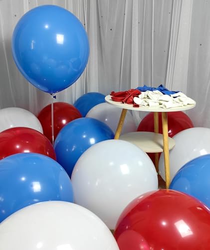 Image of 90 Pack Red White Blue Balloons 18 Inch Latex Party Balloon in Bulk for Patriotic Party Supplies, Memorial Day, 4th of July, Veterans Day, Wedding, Baby Shower