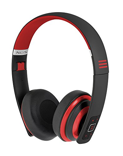 NGS Artica Premium - Auriculares de diadema cerrados Bluetooth, color negro y rojo