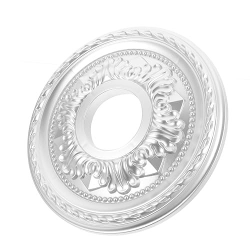 Rosace de plafond ronde en PVC argenté générique pour décoration de salon
