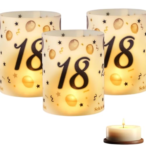 FUyanen Lot de 6 Photophores de Table Anniversaire 18 Ans,Décoration Élégante pour Fête Garçon ou Fille,Lanternes avec Motifs Dorés pour Bougies Chauffe...