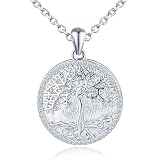 MICSAVI Collar Medallón Árbol de la Vida en Plata de Ley 925 para Mujer, Personalizado Foto Colgante Redondo Locket con Circonitas, Joyería Imagen Memorial Amuletos para Madre Esposa