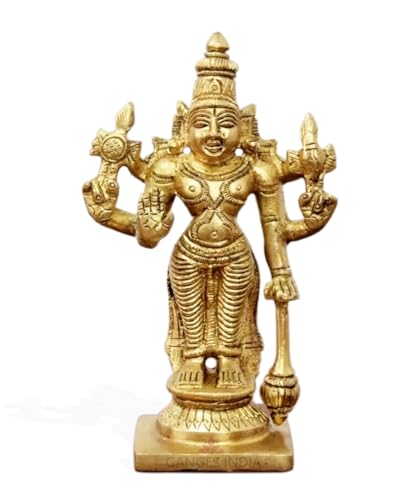 Estatua de latón de Lord Vishnu Narayan 12 cm miniatura 1