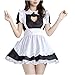 Jimlnz French Maid Costume Traje de Doncella Anime Cosplay Halloween Restaurante Japonesa Trabajo Falda Sirvienta(1pc Dress +1pc Apron +1pc Headdress + 1pc Bow Neck + 1pc Hand Ring +2pc Foot Rings)