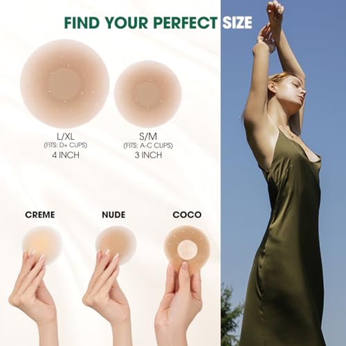 Image of Nipple Covers For Women - Paper-Thin Nipple Covers 0.02 inch Edge With Case, Reusable Silicone Nipple Covers For Braless