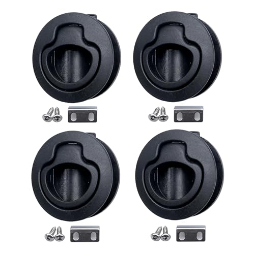 Thorn Boat Hatch Slam Latch 2 inch Flush Pull Black Plastic Nylon Latches Handle for RV Boat Marine Deck Hatch 1/2'' Door Hardware(4 PCS)