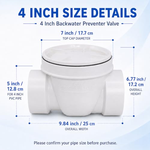Image of 4 inch Backflow Preventer Valve,4 Inch Backwater Check Valve, Drain Backflow Preventer Valve Prevents Sewage and Rainwater from Flowing Back