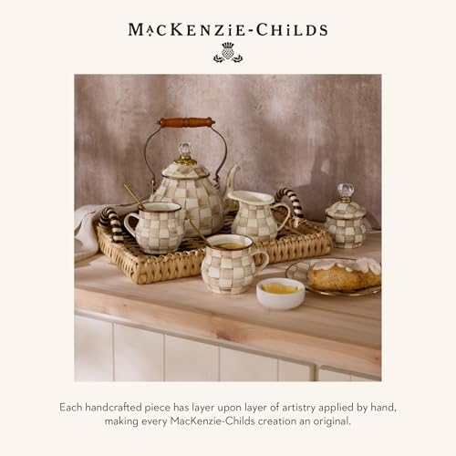 Image of MACKENZIE-CHILDS Enamel Colander, Large, Brown-and-White Mocha Check