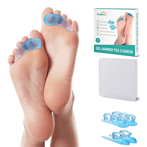 Puikos 4PCS correcteurs d'orteils en marteau Hallux Valgus Séparateurs d'orteils Correcteur d'oignon Coussin d'orteil en marteau Coussin d'orteil en marteau Correction d'oignon (Bleu) Cover
