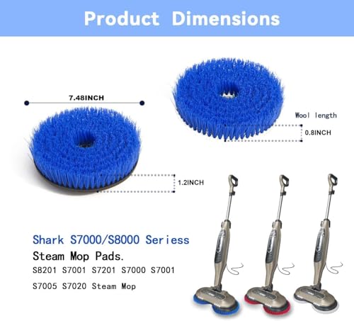 Image of S7001 Upgraded Mop Pad Replacement Brush Heads for Shark Steam Mop S8201 /S7000Series Pads | Professional Cleaning and Polishing | for Tile Floors Grout Deep Cleaning Hard Floors (Blue)