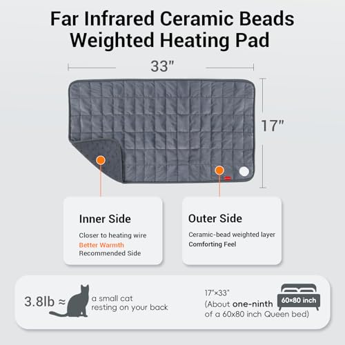 Image of Comfytemp Weighted Large Heating Pad 17 inchx33 inch for Back & Period, FSA Eligible Far Infrared Electric Heat Pad, Fathers Day Gift for Dad Men, HSA King Size Heated Pad with Evenly Filling Ceramic Bead