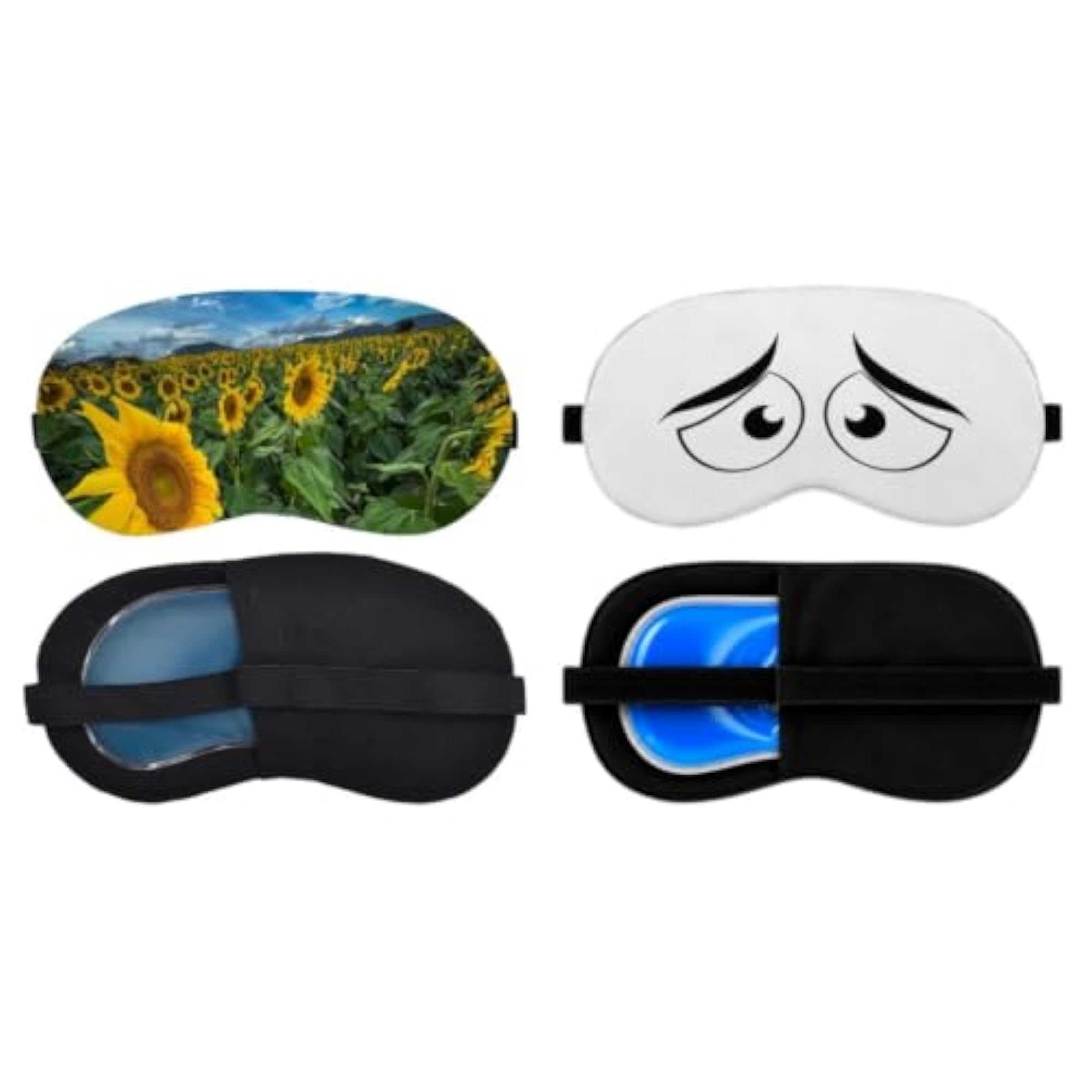 Sleeping Eye Mask Combo Pack of 2, Soft Fabric with Elastic Strap