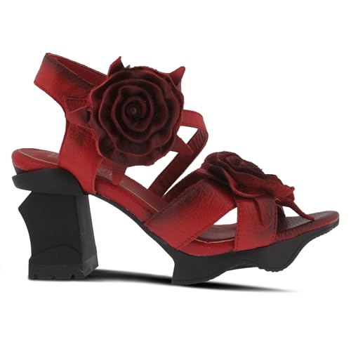 Image of Spring Step L'Artiste Shelly - Women's Hand-Painted Floral Leather Platform Sandal with Adjustable Ankle Strap - Artistic Block Heel For Everyday Wear
