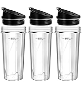 Blender 16oz Cups Replacement for Ninja - 3 Pack Ninja Blender Cups with Lids, Compatible with Ni...