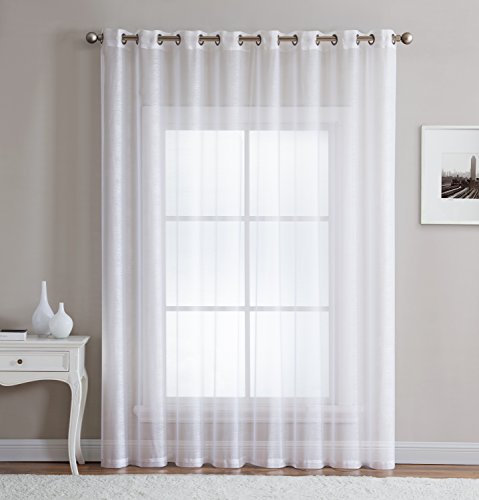 Linenzone Sheer White Patio Door Curtains. Extra Wide Curtains For Sliding Doors. Elegant Glass Door Curtains For Living Room, Kitchen, Dining Room Or Family Room. (Karina 102 X 84, White) #TOP1