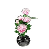 仏縁堂ブランド：光ファイバー使用の光る仏花【7色に変化する煌めくお花 テルミナ：牡丹】新盆 初盆 お盆用品 盆提灯 盆花 仏壇用仏具